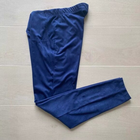 H Halston Leggings Women S Faux Suede Mid Rise Pull On Stretch Blue Skinny *Flaw - Picture 4 of 14